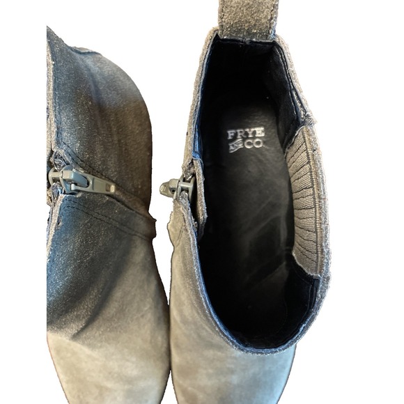 Frye & Co Jacy Chelsea Ankle 9.5 Bootie Leather Suede Olive Green Side Zip 70738 - Picture 3 of 6